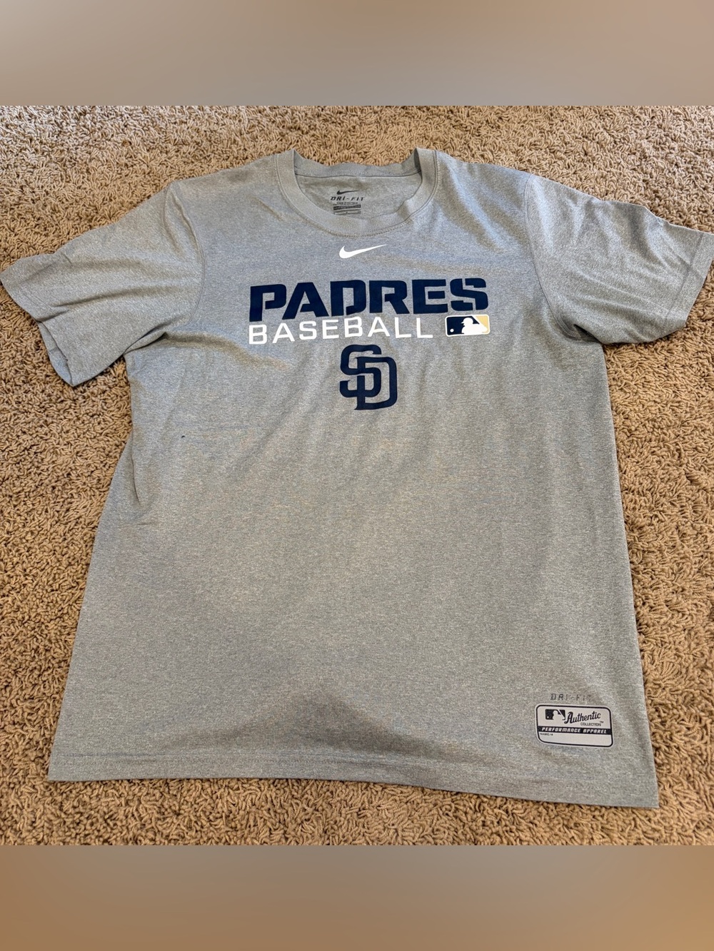 San Diego Padres Shirt Mens S Gray MLB Baseball Nike Dri-FIT Authentic Tee